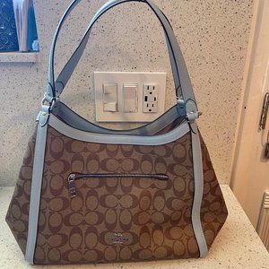 Coach Purse KRISTY SHOULDER BAG IN SIGNATURE CANVAS (COACH C6232) SV/KHAKI/Blue
